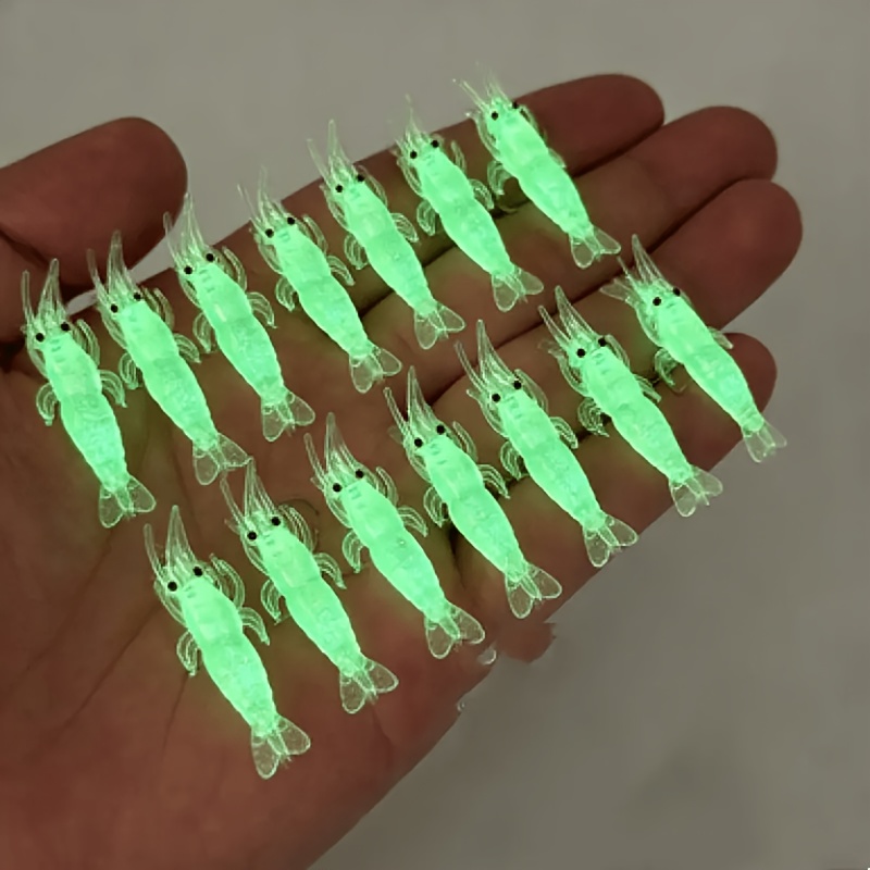 Fishing Lure Soft Plastic - 10 Stück leuchtende Garnelen-Angelköder, vorgefüllte Köder