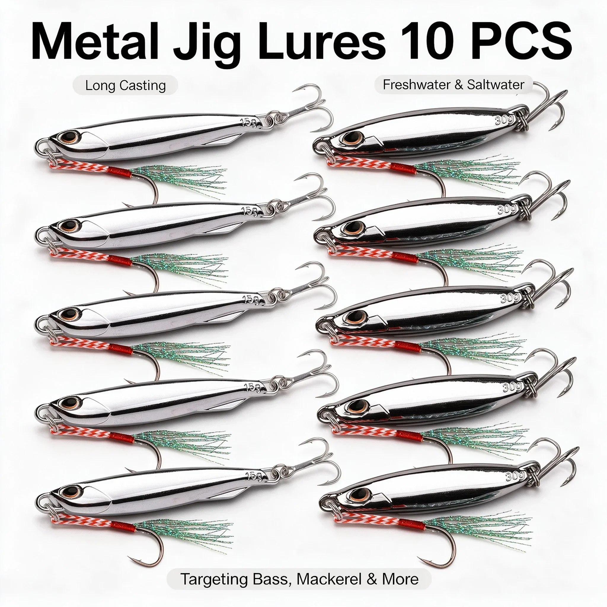 10 Stück Metall-Guss-Jig-Löffe – Fishing Lure Spoon Bewertung und Preis